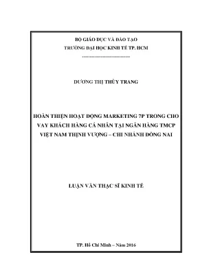 Hoàn thiện hoạt động marketing 7P trong cho vay cá nhân