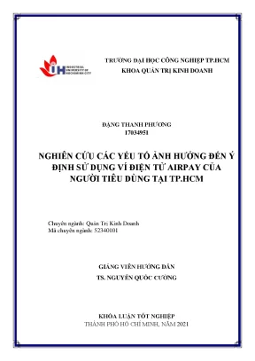 Yếu Tố Ảnh Hưởng Đến Ý Định Sử Dụng Ví Điện Tử AirPay