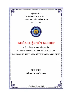 Kế Toán Chi Phí Sản Xuất và Tính Giá Thành Sản Phẩm Xây