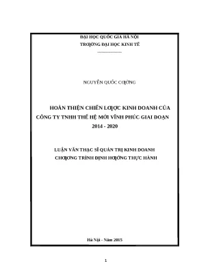 Chiến Lược Kinh Doanh Công Ty TNHH Thế Hệ Mới Vĩnh Phúc