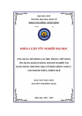 Ứng Dụng Mô Hình Z-Score Trong Xếp Hạng Tín Dụng Doanh
