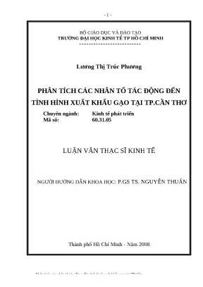 Phân tích nhân tố tác động đến xuất khẩu gạo Cần Thơ