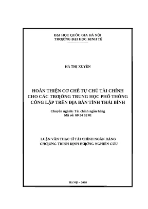 Cải thiện cơ chế tự chủ tài chính cho trường THPT công