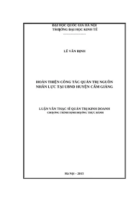 Luận văn Thạc sĩ: Hoàn thiện Quản trị Nguồn nhân lực