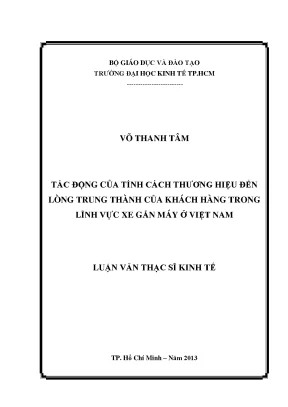 Luận văn: Tính cách thương hiệu & lòng trung thành xe máy