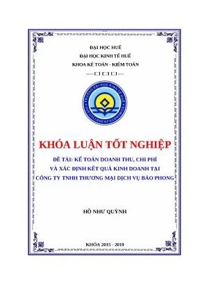 Phân Tích Công Tác Kế Toán Doanh Thu và Chi Phí tại Công