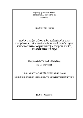 Hoàn thiện kiểm soát chi ngân sách nhà nước qua kho bạc