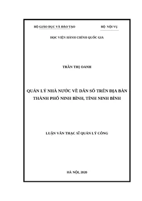 Quản lý dân số tại thành phố Ninh Bình: Thực trạng và