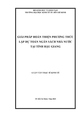 Giải pháp tối ưu lập dự toán ngân sách nhà nước tại Hậu