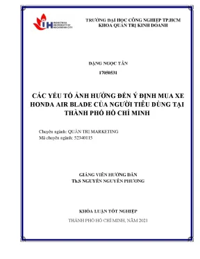 Yếu Tố Ảnh Hưởng Đến Ý Định Mua Xe Honda Air Blade Tại