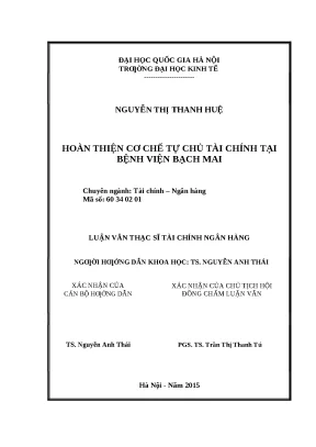 Luận văn: Tự chủ tài chính tại Bệnh viện Bạch Mai