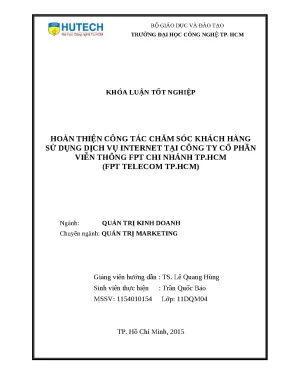 Cải Thiện Dịch Vụ Chăm Sóc Khách Hàng Internet Tại FPT