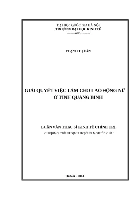 Giải pháp việc làm cho lao động nữ tại Quảng Bình