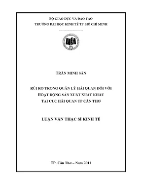 Rủi ro quản lý hải quan SXXK tại Hải quan Cần Thơ