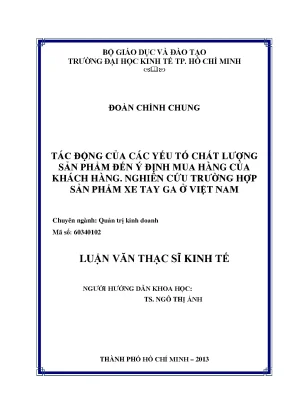 Tác Động Của Chất Lượng Sản Phẩm Đến Ý Định Mua Hàng Xe