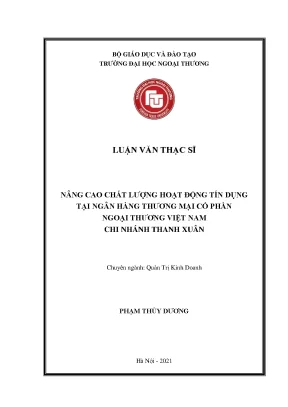 Luận văn: Nâng cao chất lượng tín dụng Vietcombank Thanh
