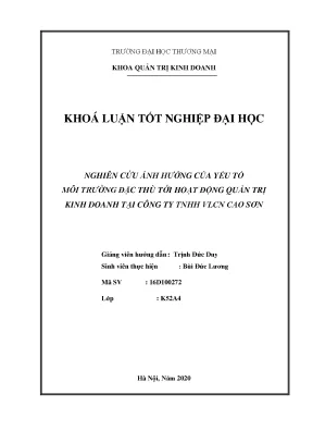 Nghiên cứu ảnh hưởng của môi trường đặc thù đến quản trị