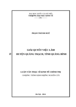 Luận văn Giải quyết việc làm huyện Quảng Trạch, Quảng Bình