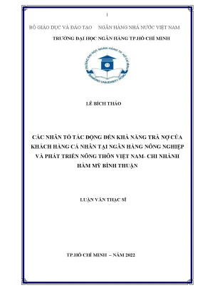Nhân tố ảnh hưởng đến khả năng trả nợ của khách hàng cá