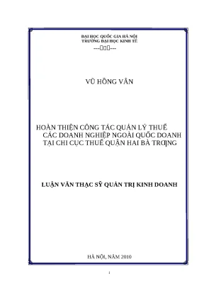 Quản lý thuế DN ngoài quốc doanh tại Hai Bà Trưng (2010)