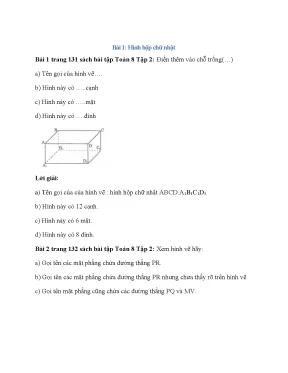 Giải bài tập Toán 8 chương 4: Hình lăng trụ đứng và hình