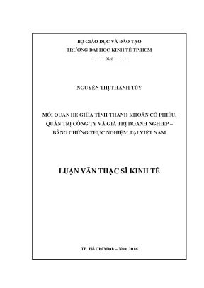 Thanh khoản cổ phiếu, quản trị công ty và giá trị doanh