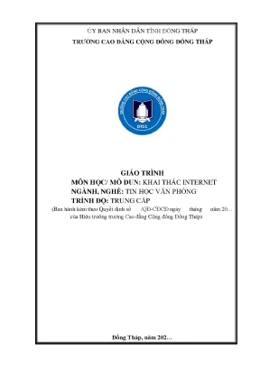 Giáo Trình Khai Thác Internet Cho Ngành Tin Học Văn 
