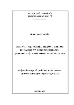 Định Vị Thương Hiệu Trường Đại Học Khoa Học Và Công Nghệ