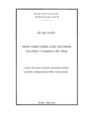 Chiến Lược Sản Phẩm Tại Công Ty Honda Việt Nam: Nghiên