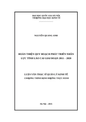 Luận văn: Quy hoạch nhân lực tỉnh Lào Cai 2011-2020