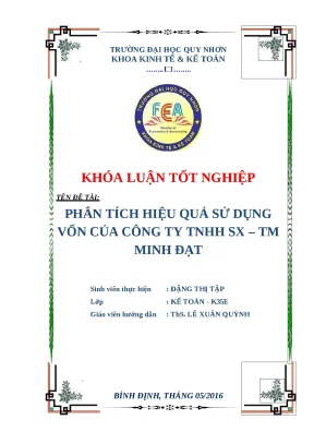 Phân Tích Hiệu Quả Sử Dụng Vốn Tại Công Ty TNHH Minh Đạt