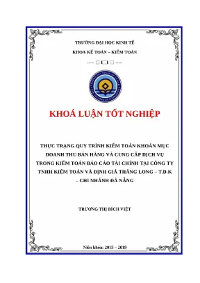 Quy Trình Kiểm Toán Doanh Thu Bán Hàng Tại Công Ty TNHH