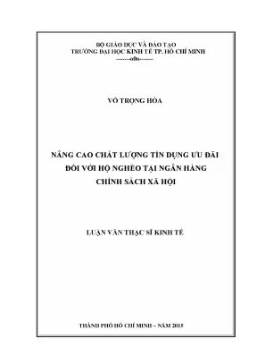 Nâng cao chất lượng tín dụng ưu đãi cho hộ nghèo tại