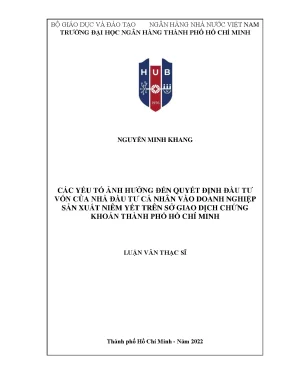 Yếu tố quyết định đầu tư vốn của nhà đầu tư cá nhân vào