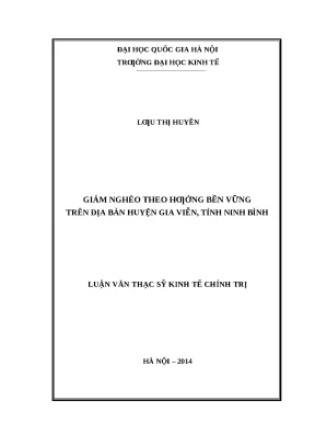Giảm Nghèo Bền Vững Tại Huyện Gia Viễn, Tỉnh Ninh Bình
