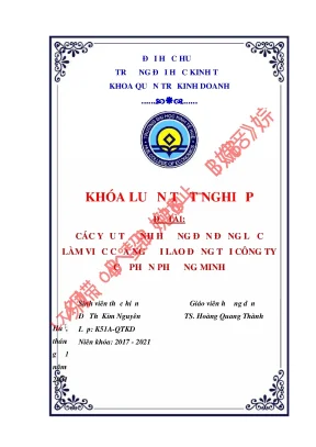 Khóa luận: Yếu tố ảnh hưởng đến động lực làm việc của NLĐ
