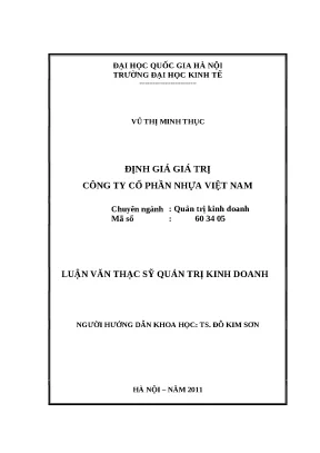Luận văn thạc sĩ: Định giá Công ty Cổ phần Nhựa Việt Nam
