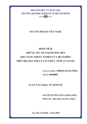 Phân Tích Yếu Tố Ảnh Hưởng Đến Khả Năng Thoát Nghèo Tại