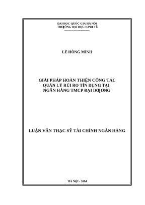 Giải pháp nâng cao quản lý rủi ro tín dụng tại Ngân hàng