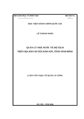 Quản lý nhà nước về hộ tịch tại huyện Kim Sơn, Ninh Bình