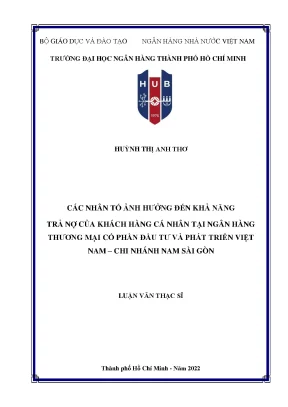 Nhân tố ảnh hưởng đến khả năng trả nợ của khách hàng cá