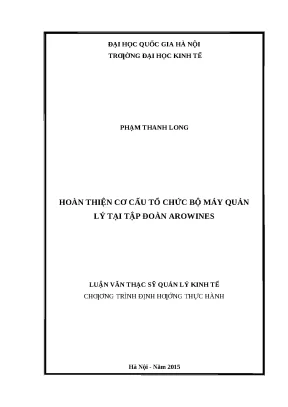 Luận văn Thạc sĩ: Hoàn thiện Cơ cấu Tổ chức Bộ máy Arowines