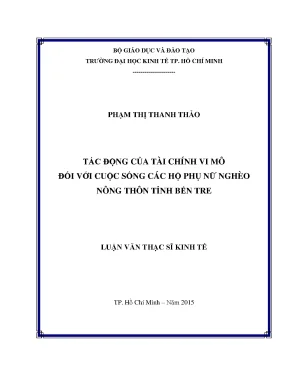 Tác động của tài chính vi mô đến cuộc sống phụ nữ nghèo