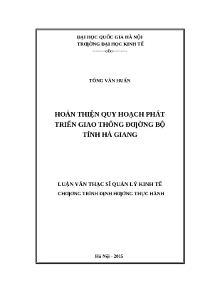 Luận văn: Quy hoạch giao thông đường bộ tỉnh Hà Giang