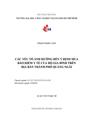 Yếu Tố Ảnh Hưởng Đến Ý Định Mua Bảo Hiểm Y Tế Hộ Gia