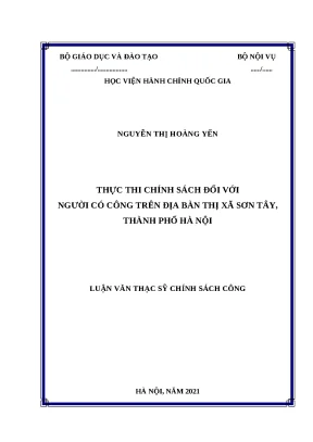 Thực Thi Chính Sách Hỗ Trợ Người Có Công Tại Sơn Tây, Hà Nội