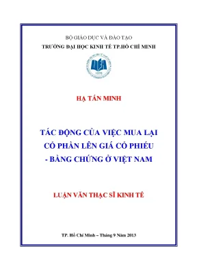 Tác động của việc mua lại cổ phần đến giá cổ phiếu tại