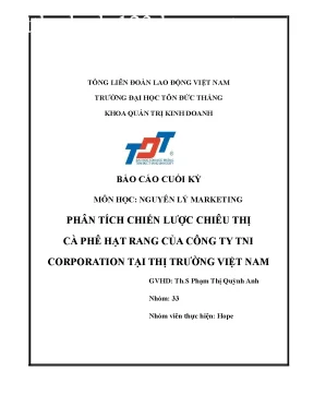 Chiến lược marketing cà phê hạt rang của TNI Corporation