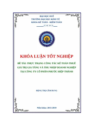Khóa luận Kế toán thuế GTGT & TNDN tại Doanh nghiệp