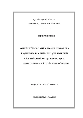 Nghiên Cứu Ý Định Mua Sản Phẩm Du Lịch Sinh Thái Tại Nam